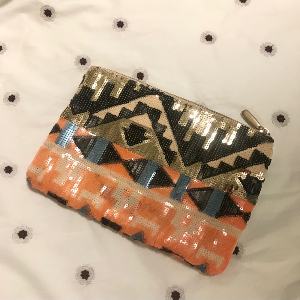 "Clutch" Brand Bohemian Geometric Sequin Clutch